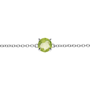 Bracelet en argent rhodi chane avec pierre vritable vert Pridot 6,5mm 15+4cm - Vue 1