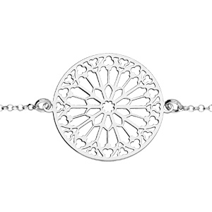 Bracelet en argent rhodi chane avec rosace dentele 16+3cm - Vue 1