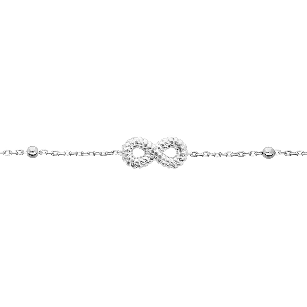 Bracelet en argent rhodi� cha�ne avec symbole infini travaill� 16+3cm - Vue 1