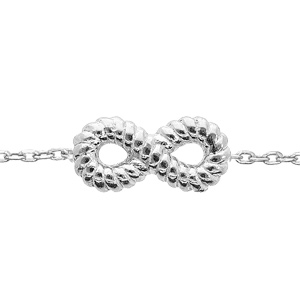 Bracelet en argent rhodi chane avec symbole infini travaill 16+3cm - Vue 1