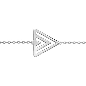 Bracelet en argent rhodi chane avec triangle ajour en pointes - longueur 16cm + 2cm de rallonge - Vue 1