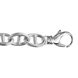 Bracelet en argent rhodi chane maille marine massive ovale 18.5 cm - Vue 1