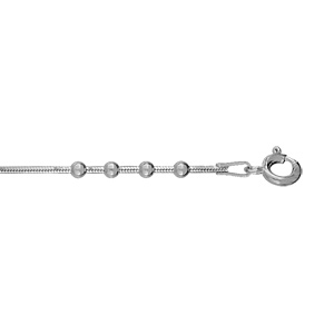 Bracelet en argent rhodié chaîne maille serpent ornée de petites boules lisses - longueur 18cm - Vue 1