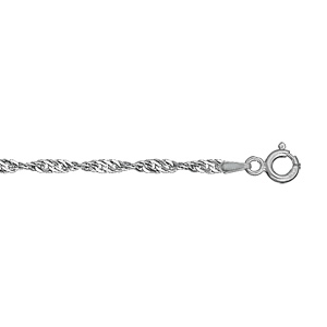 Bracelet en argent rhodi chane maille Singapour - largeur 2,2mm - longueur 18cm - Vue 1