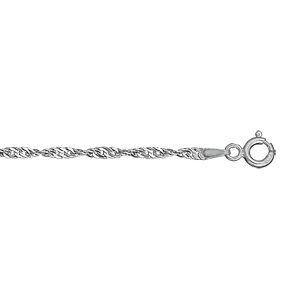 Bracelet en argent rhodi chane maille Singapour - largeur 2mm - longueur 18cm - Vue 1