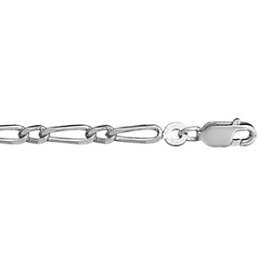 Bracelet en argent rhodi chane mailles 1+1 largeur 3mm et longueur 18cm - Vue 1