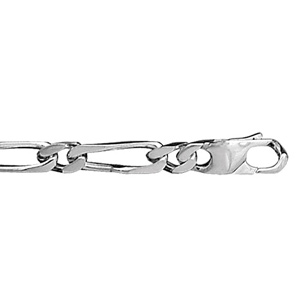 Bracelet en argent rhodi chane mailles 1+1 largeur 5mm et longueur 18cm - Vue 1