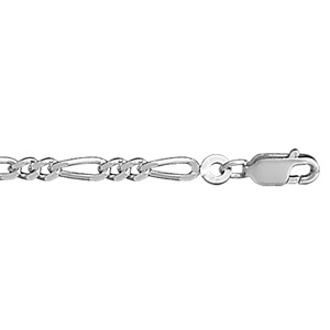 Bracelet en argent rhodi chane mailles 1+2 largeur 3mm et longueur 18cm - Vue 1