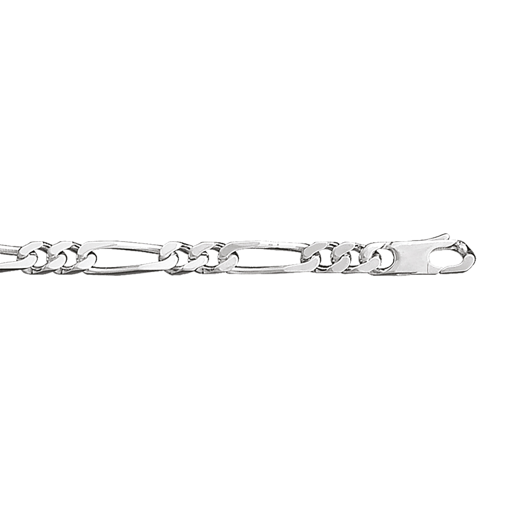 Bracelet en argent rhodi� cha�ne mailles 1+2 largeur 5mm et longueur 21cm - Vue 1