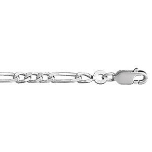 Bracelet en argent rhodi chane mailles 1+3 largeur 3mm et longueur 18cm - Vue 1