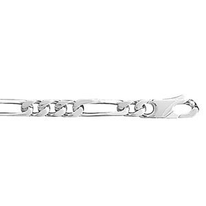 Bracelet en argent rhodi chane mailles 1+3 largeur 5mm et longueur 18cm - Vue 1