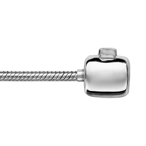Bracelet en argent rhodi chane tube serpent pour charms - longueur 19cm fermoir haut de gamme - Vue 1