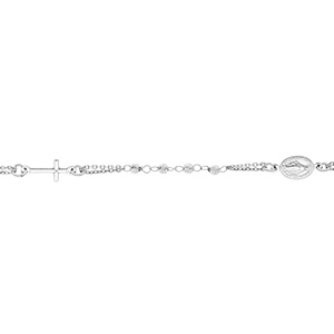 Bracelet en argent rhodié chapelet boules diamantées - 16+4cm - Vue 1