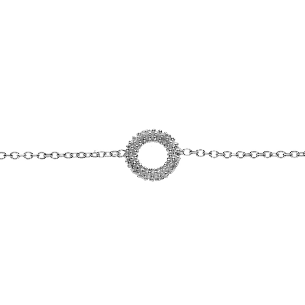 Bracelet en argent rhodi� clair, cercle �vid� perl� 16+3cm - Vue 1