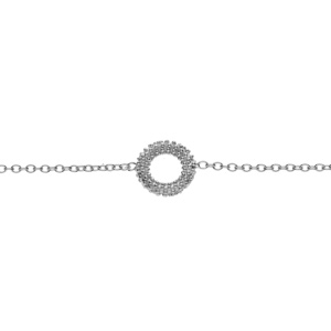 Bracelet en argent rhodi clair, cercle vid perl 16+3cm - Vue 1