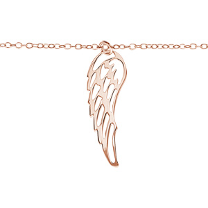 Bracelet en argent rhodié dorure rose chaîne avec 1 pendentif aile ajouré 16+3cm - Vue 1