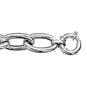 Bracelet en argent rhodié en grosses mailles marine fermoir bouée longueur 22cm - Vue 1