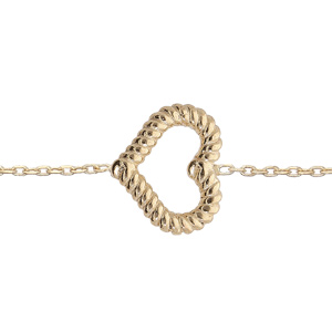 Bracelet en argent rhodi et dorure jaune chane avec coeur torsad vid 16+3cm - Vue 1