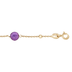Bracelet en argent rhodié et dorure jaune chaîne avec cubes et Améthyste véritable 16+3cm - Vue 1