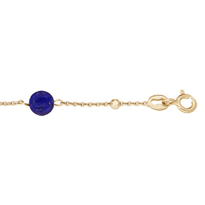 Bracelet en argent rhodi et dorure jaune chane avec cubes et Lapis Lazuli vritable 16+3cm - Vue 1