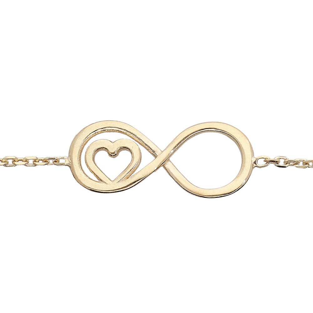 Bracelet en argent rhodi� et dorure jaune cha�ne avec motif infini et coeur 16+3cm - Vue 1