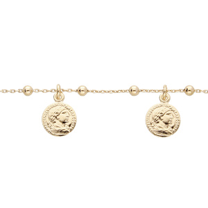Bracelet en argent rhodi et dorure jaune chane avec pampilles pices romaine 16+3cm - Vue 1
