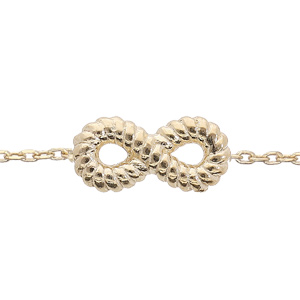 Bracelet en argent rhodi et dorure jaune chane avec symbole infini travaill 16+3cm - Vue 1