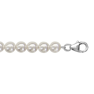 Bracelet en argent rhodi et perles Swarovski blanches de 5mm - longueur 18cm + 3cm de rallonge - Vue 1