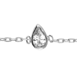 Bracelet en argent rhodi� goutte avec oxyde blanc serti clos -16+2cm