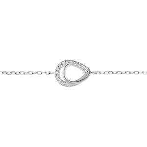 Bracelet en argent rhodi goutte avec oxydes blancs sertis - 15+3cm - Vue 1