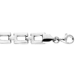 Bracelet en argent rhodié grosse maille plate et carré 17,5cm - Vue 1