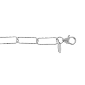 Bracelet en argent rhodié longueus mailles rectangulaires diamantées 16+3cm - Vue 1