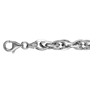 Bracelet en argent rhodi maille fantaisie petits cercles emmaills - longueur 19cm - Vue 1