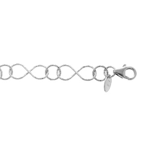 Bracelet en argent rhodié mailles motifs infinis diamantés 16+3cm - Vue 1