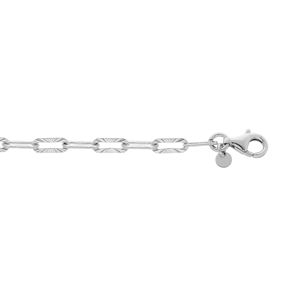 Bracelet en argent rhodi� mailles rectangles diamant�s 20cm - Vue 1