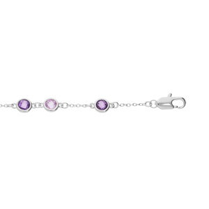 Bracelet en argent rhodi massif tutti frutti chane avec oxydes ronds violets 16+3cm - Vue 1