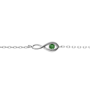Bracelet en argent rhodi motif infini oxyde vert fonc 16+2cm - Vue 1
