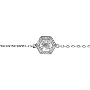 Bracelet en argent rhodi oxyde blanc et contour oxydes blancs 16+3cm - Vue 1