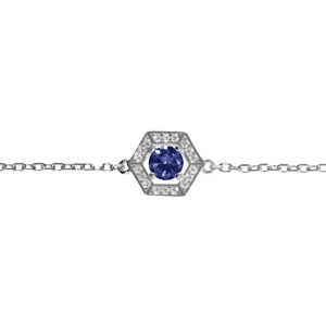 Bracelet en argent rhodi oxyde bleu et contour oxydes blancs 16+3cm - Vue 1