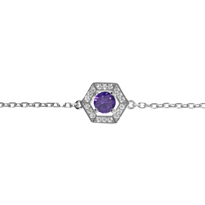 Bracelet en argent rhodi oxyde violet et contour oxydes blancs 16+3cm - Vue 1