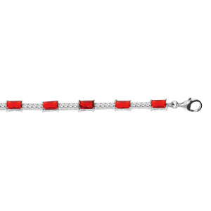 Bracelet en argent rhodi oxydes rouges et blancs 17+2cm - Vue 1