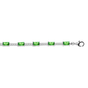 Bracelet en argent rhodi oxydes vert et blancs 17+2cm - Vue 1