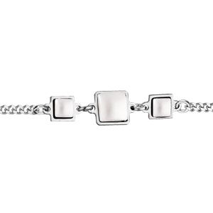 Bracelet en argent rhodié pierres blanches en verre de Swarovski carrées 16+3cm - Vue 1
