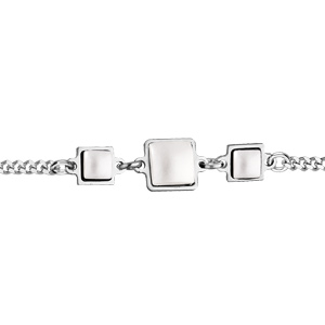 Bracelet en argent rhodi pierres blanches en verre de Swarovski carres 16+3cm - Vue 1