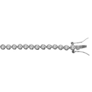 Bracelet en argent rhodié pierres rondes ronds serties clos blanches 3.5mm,- longueur 18cm - Vue 1