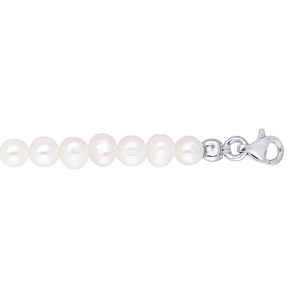 Bracelet en argent rhodi range de perles d\'eau douce 5mm irrgulires 17,5+3cm - Vue 1