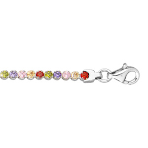 Bracelet en argent rhodi range d\'oxydes multi couleurs 16+3cm - Vue 1