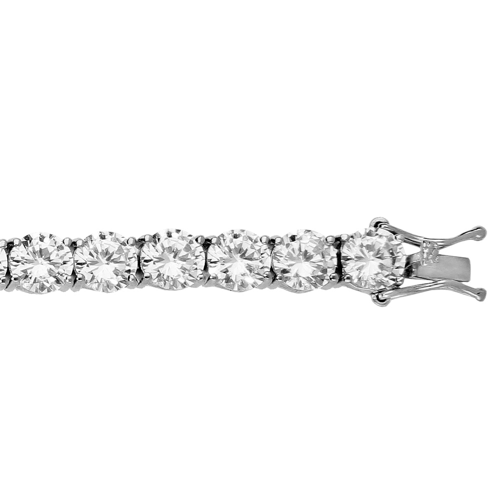 Bracelet en argent rhodi� riviere articulee d\'oxydes blancs sertis longueur 19cm - Vue 1