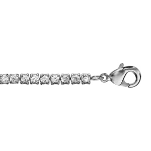 Bracelet en argent rhodi rivire d\'oxydes blancs - longueur 16cm + 2cm de rallonge - Vue 1