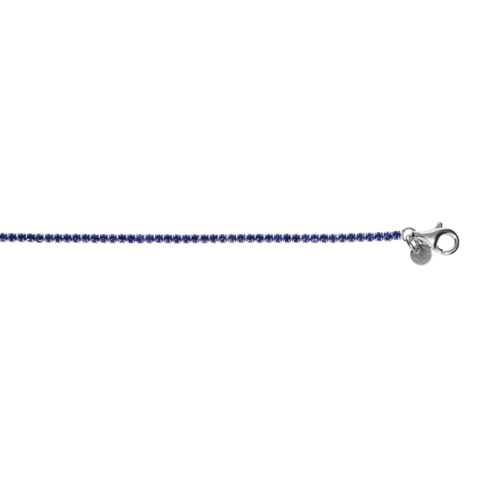 Bracelet en argent rhodi� rivi�re d\'oxydes bleu fonc� sertis diam�tre 2.5mm longueur 16+3cm - Vue 1